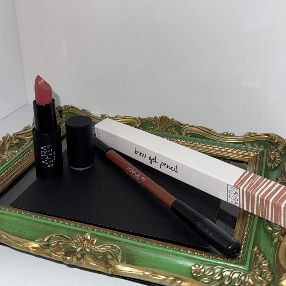 Laura Geller Red Lipstick and Brown Brow Gel Pencil Set